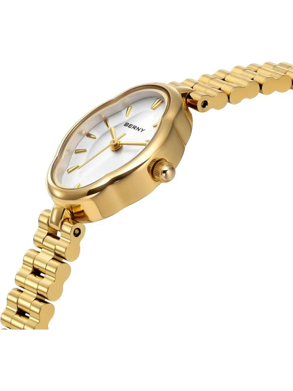 Womens Gold White Vintage Copper Mirrors Shape Dainty Ladies Quartz Luxury Watch